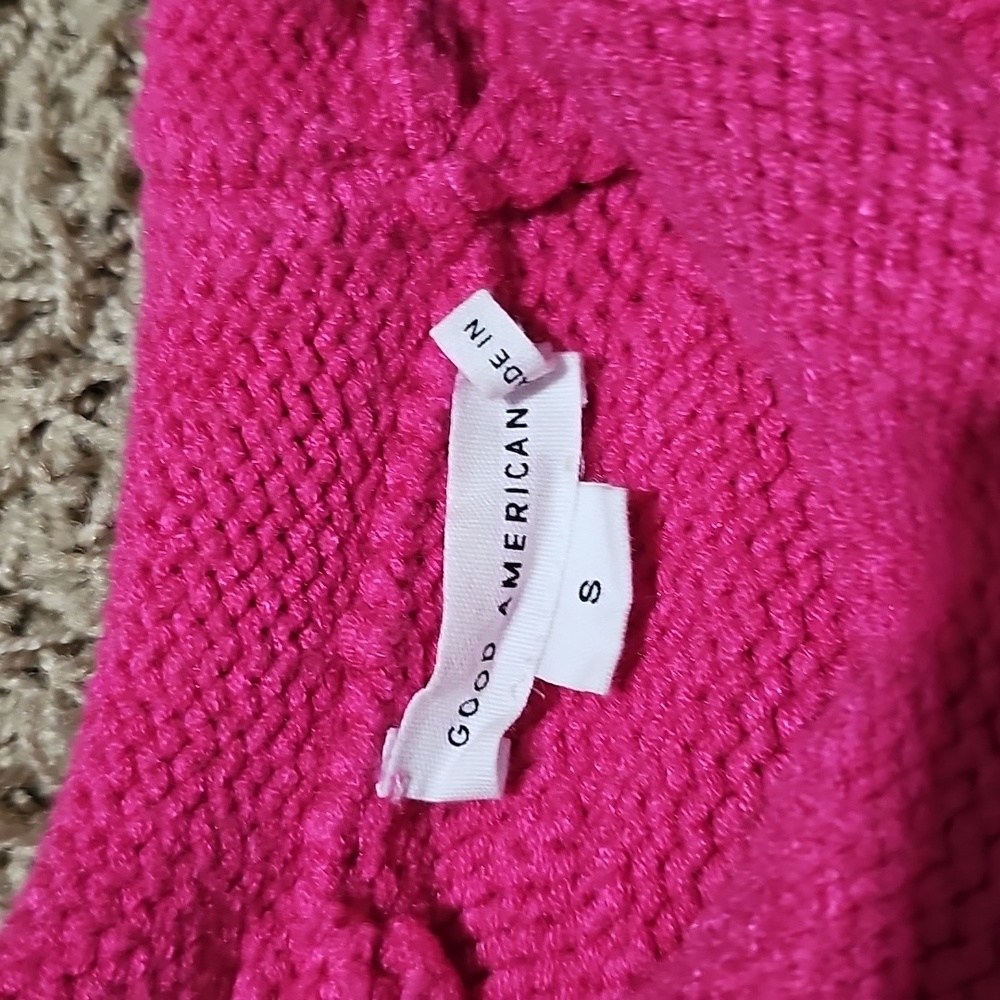 Good American Sweater Mock Neck Knit Top Pink Small Cozy Super Soft Roll Neck - Picture 6 of 9